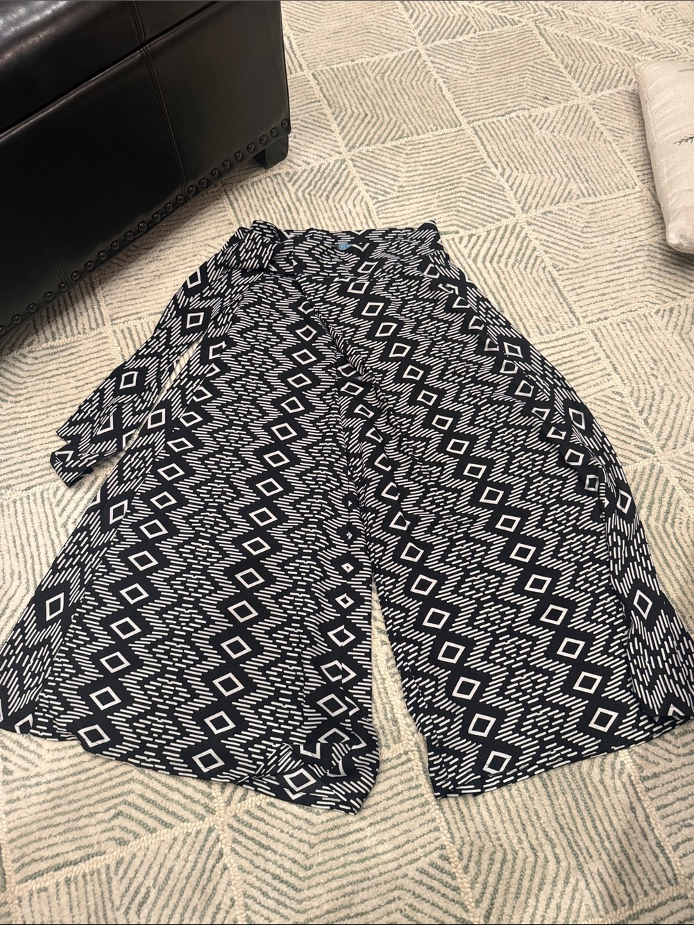 Anthropology Eva Franco Black and White Geometric Wide-Leg Pants